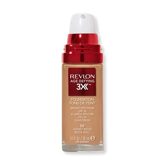 Revlon Liquid Foundation, Age Defying 3XFace Makeup, Anti-Aging Fl Oz