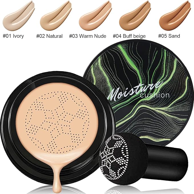 Mushroom Head Air Cushion CC Cream Natural Foundation,PHOERA Ivory CC)
