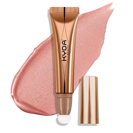KYDA Blush Beauty Wand, Shimmer Face Blush with Cushion Applicator, Natural Pearl Finish, Silky Smooth Creamy Formula, Lightweight Blendable Blush Rouge Stick-Pearl Pink