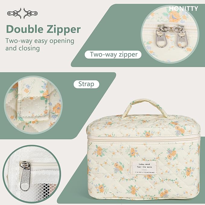 Makeup bag, quilted makeup bag,large