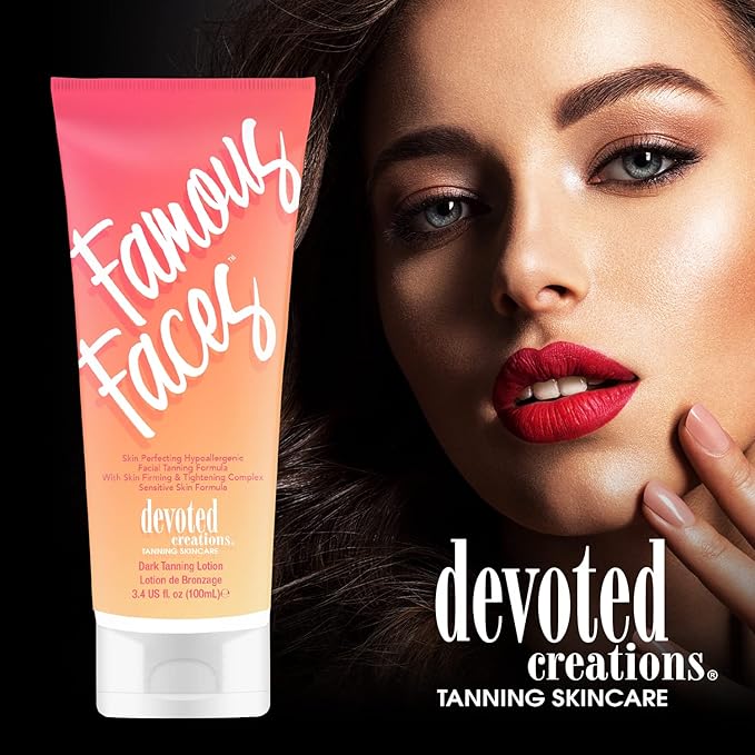 Devoted Creations Famous Faces Skin Perfecting Hypoallergenic Facial Tanning Lotion, 3.4 Fl. Oz.