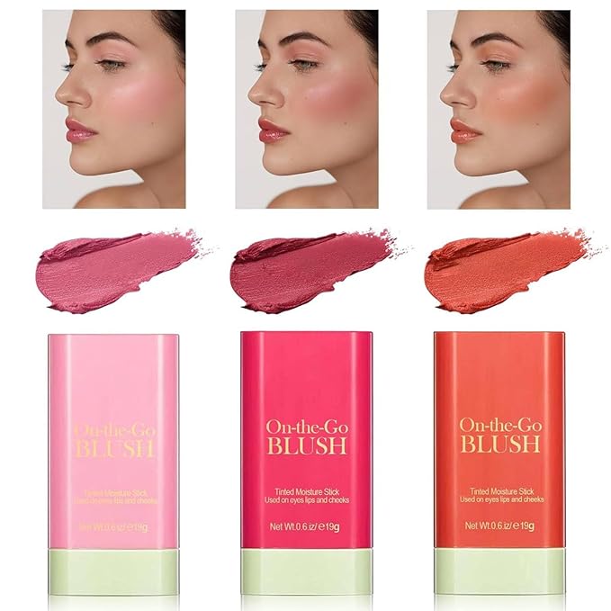 Makeup Blush Stick, Cream Blush Stick, Tinted Solid for Women