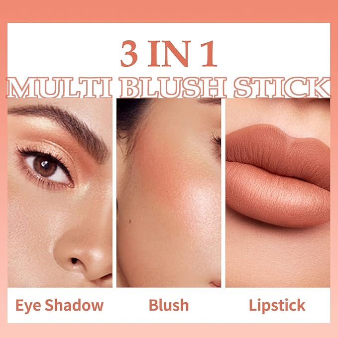 Boobeen Cream Blush Stick for Cheek Makeup, Multi Creamy Formula