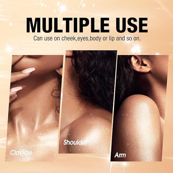 Glitter Body Highlighter Powder Body Shimmer Sparkle Face sponge head（silvery）