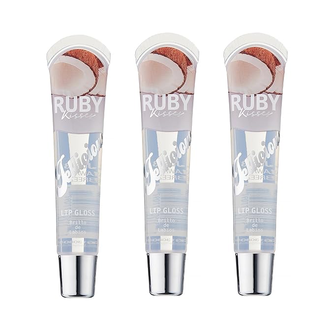 Ruby Kisses Jellicious Mouth Watering Lip Gloss Hawaiian Breeze Coconut JLG13 (3 PACKS)