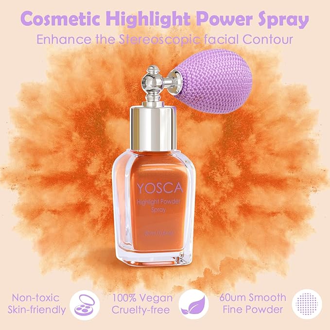Yosca Highlighter Powder Spray, 20ML Cosmetic Grade Shimmer 20ML