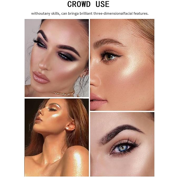 MEICOLY Baked Highlighter Powder Palette,Natural Face Highlighter Shimmer