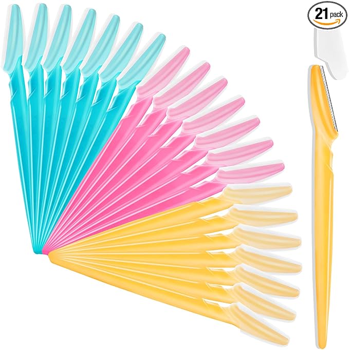 21 Pcs Eyebrow Razor, Multipurpose Exfoliating Dermaplaning Tool for Face, Facial and Eyebrow Shaper with Precision Cover for Women Men, Easy to Use