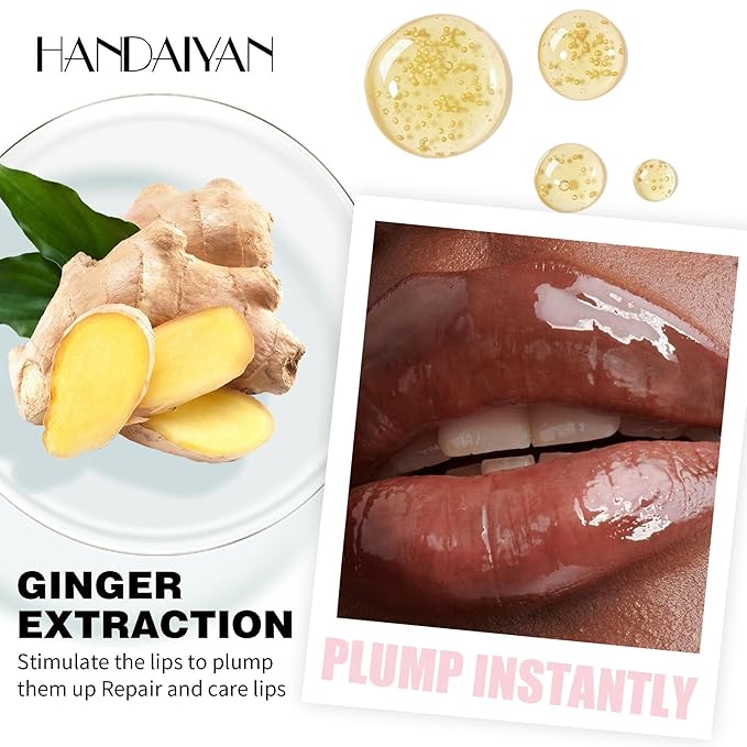 Plumping Lip Oil with Fresh Ginger Extract - Instant Fuller Lips, Ultra-Hydrating & Nourishing Glossy Lip Glow Oil, Lip Plumping Booster for Smooth, Defined Lips (#01 PETAL, 1)
