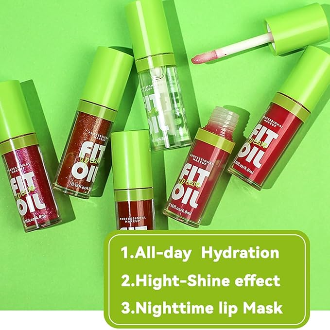 4 Colors Lip Oil Lip Glaze, Hydrating Lip Glow Oil Big Brush Head Shiny Moisturizing Lip Gloss, Long Lasting Non-sticky Fresh Transparent Tinted Plumping Lip Oil- Set A
