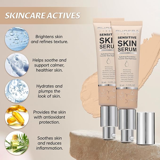 Phoera Foundation Makeup,Flawless Soft Matte Full Coverage with Beige, 1PC)