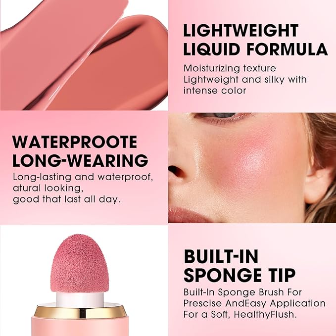 Jolilab Liquid Blush - High Pigment, Long - Lasting, Buildable Color for a Natural Glow（#1+2+3）