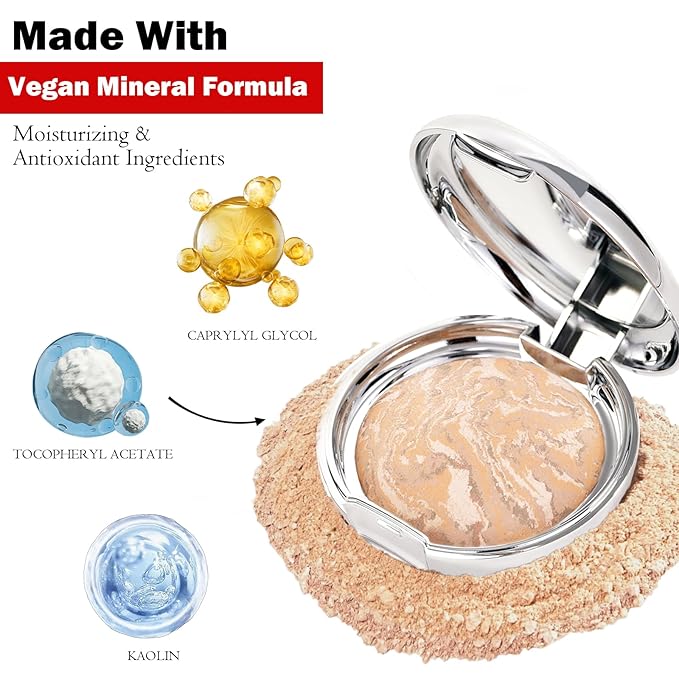 Marbleized Baked Foundation Makeup, Balance and Brighten Col 002 L