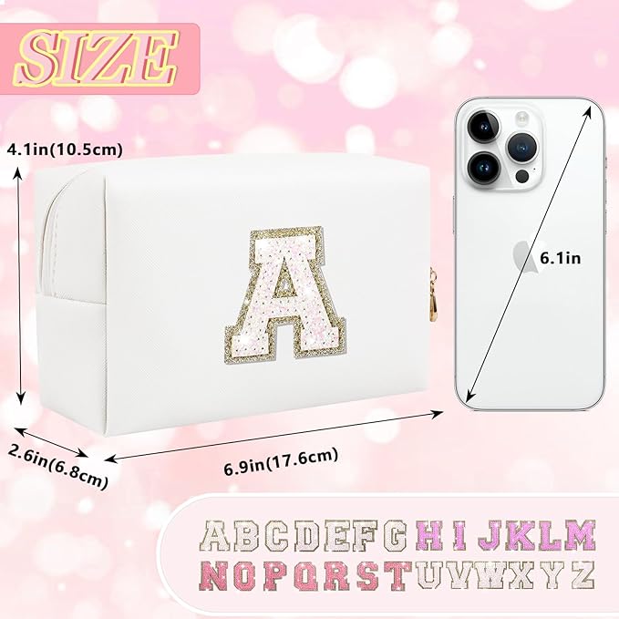 Personalized initial letter makeup bag,