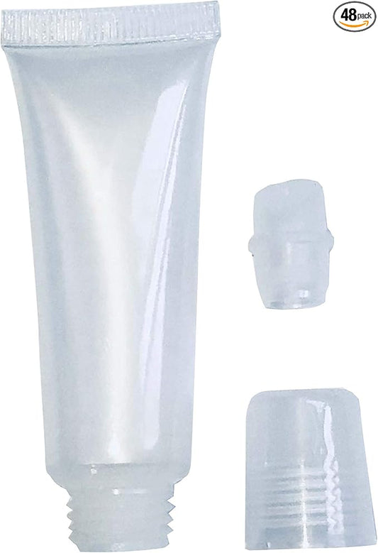 esowemsn 48pcs 8ml Refillable Clear Empty Lip Gloss Balm Containers Soft Tubes Balm Lip Gloss Bottle Cosmetic Containers Makeup Accessories (48)