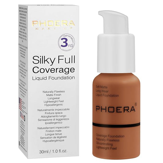 PHOERA Foundation, PHOERA Matte Liquid Foundation,PHOERA Makeup for Concealer (109-Mocha) 30ml