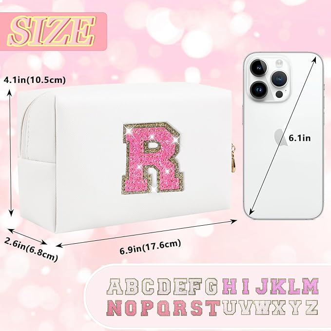 Personalized initial letter makeup bag,