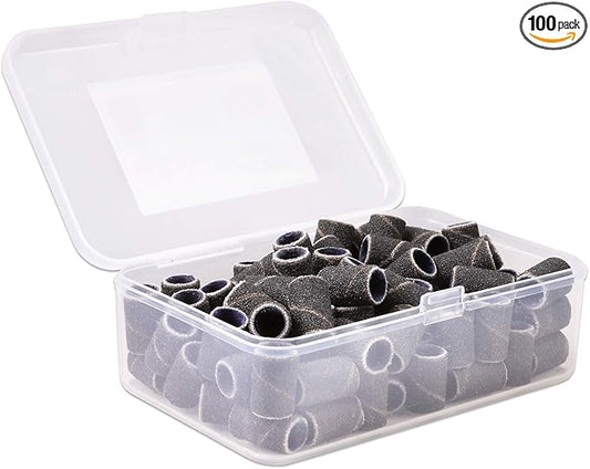 PANA 100 Pieces Nail Sanding Bands Professional Nail Manicure Great Fit for Nail Drill Bits for Acrylic Nails (120 Grit, Black)