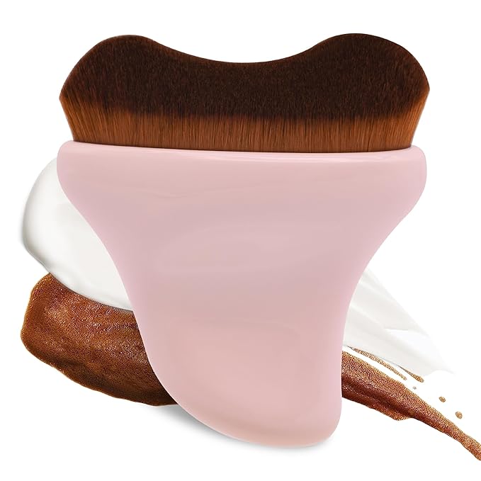 Self Tanner Brush - Kabuki Brush Body Leg Makeup Brush for Self Tanning Gel Tanning Lotion,Sunscreen - Self Tanning Mitt Bronzer Brush for Face Body Self Tan (Pink)