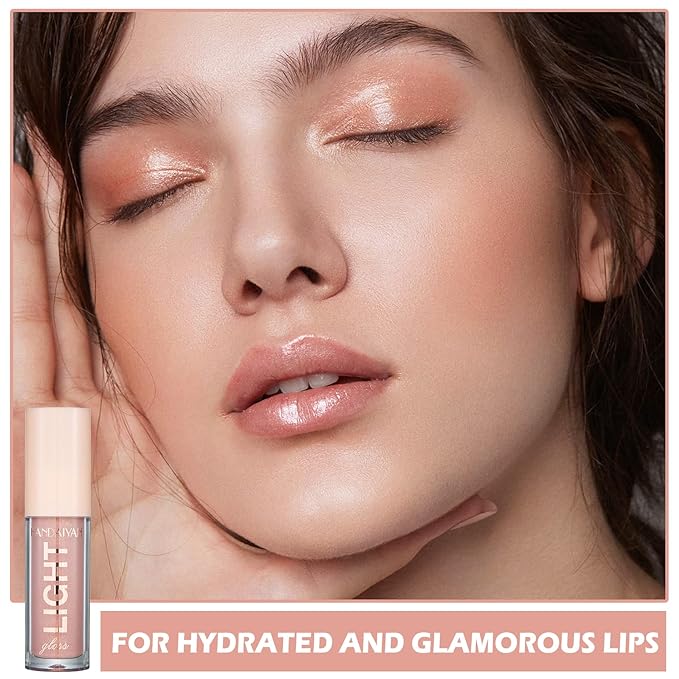 CAHIUYOA Plumping Moisturizing Lip Gloss Lipgloss,Nude Lip Gloss Lip Stain Long Lasting Waterproof,Shine Glossy Liquid Lipstick for Women Girls Lip Makeup Gift - 03