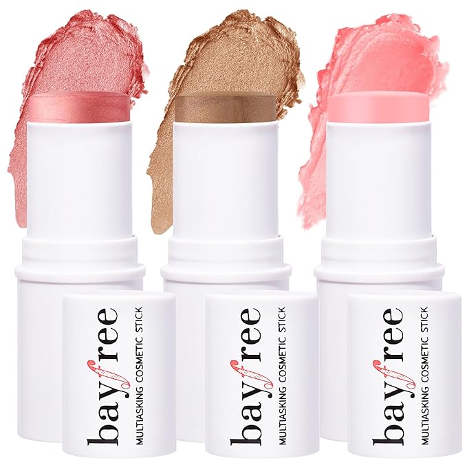 KIMUSE Multi Stick Trio Face Makeup, Cream Blush Skin,PEACHY PINK