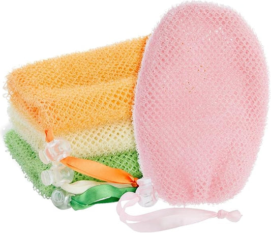 Juvale Soap Savers for Bar Soap with Drawstring Closure, Mesh Pouch for Exfoliating (4 Colors, 3.5 x 6 Inch) 4 Pack