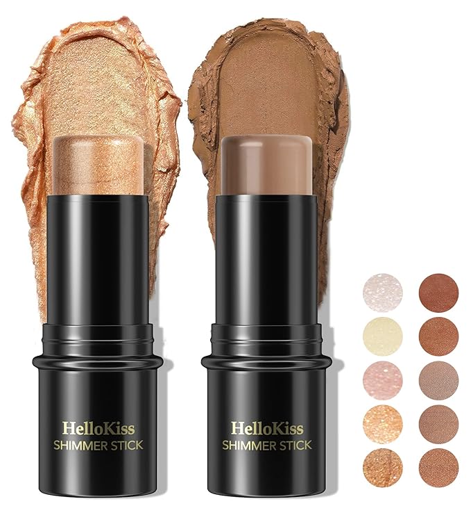 POPMISOLER 2 pcs Makeup Highlighter Stick & Cream Foundation Stick