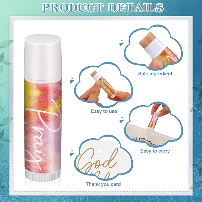 Fumete 50 Sets Christian Lip Balms Gifts