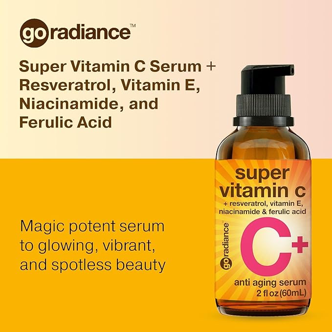 Double Size (2OZ) Super Vitamin C Serum for Face w/Niacinamide Serum, 5% Vitamin C Face Serum w/Hyaluronic Acid, Resveratrol, Anti-Aging Brightening Super C Serum, Facial Serum Vitamina C, E