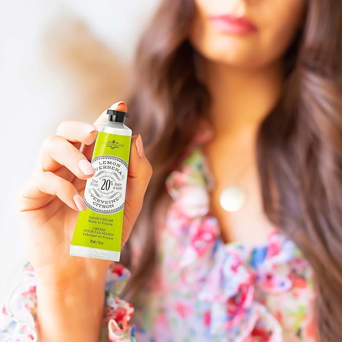 La Chatelaine 20% Shea Butter Hand Cream Travel Size, Organic Argan Oil, Moisturizing, Nourishing, Repairing, Extra-Rich Hand Lotion, Made in France, Paraben Free, 1 oz / 30ml (Lemon Verbena)