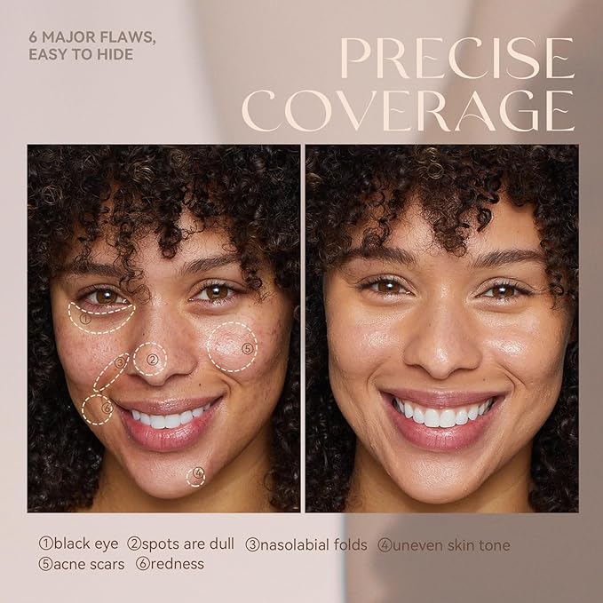 Foundation Makeup,Soft Beige Full Coverage Foundation Makeup（Built-in brush）Vegan Face Makeup(03#)