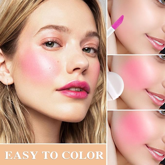 Cream Blush Stick with Brush,Waterproof Multi Cream Blush Skin D1