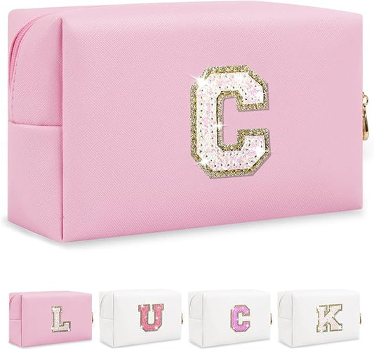 Personalized initial letter makeup bag,
