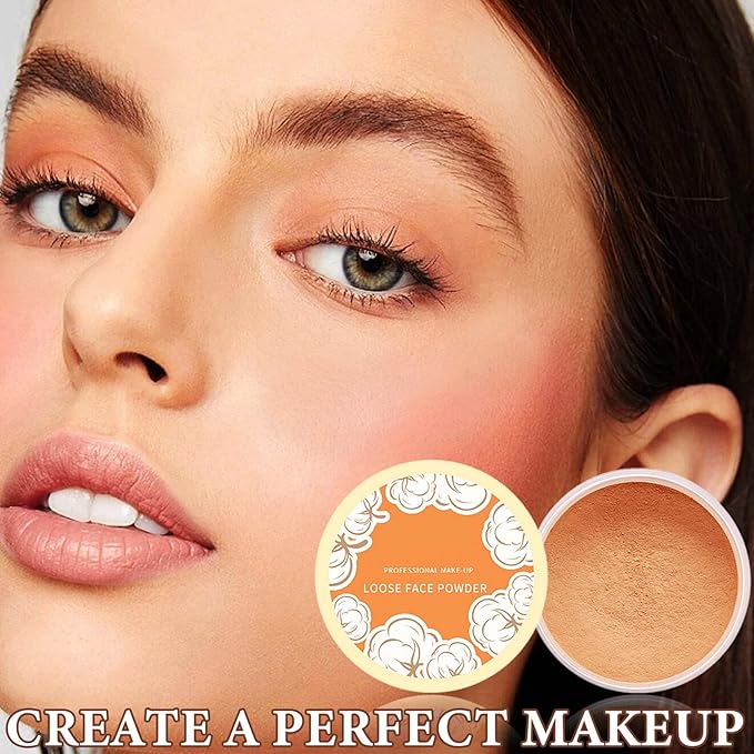 Loose Face Powder,Oil Control Loose Face Setting Powder Effect Makeup(3#)