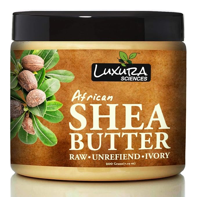 African Shea Butter | 100% Pure & Unrefined Raw Shea Butter for Skin & Hair | Deep Moisturizer for Face, Body & Scalp | Ideal for DIY Lotion, Soap Making & Lip Balm | 7.05 Oz (200g)