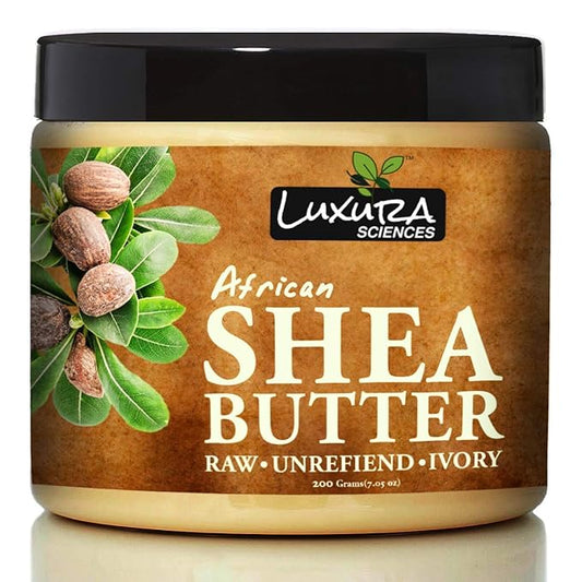 African Shea Butter | 100% Pure & Unrefined Raw Shea Butter for Skin & Hair | Deep Moisturizer for Face, Body & Scalp | Ideal for DIY Lotion, Soap Making & Lip Balm | 7.05 Oz (200g)