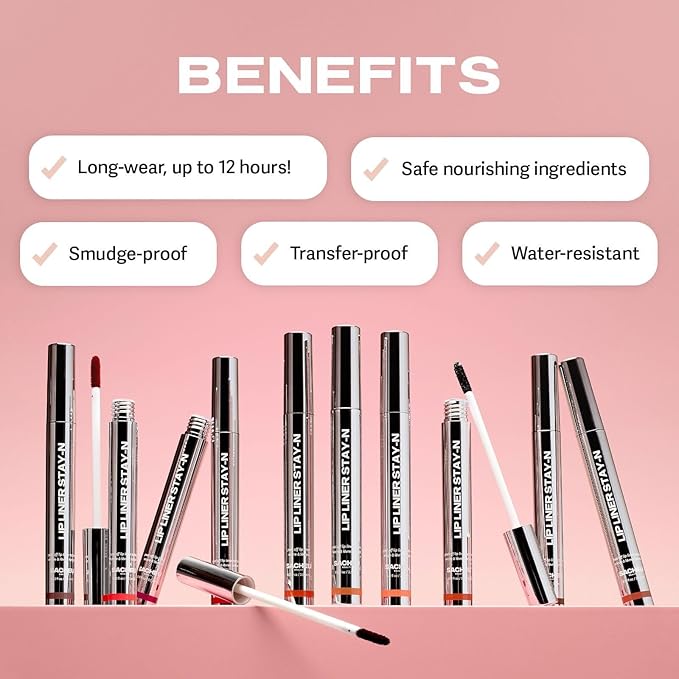 Sacheu Lip Liner Stay-N Peel Off Lip Stain — Long Lasting Matte Lip Tattoo Transfer Proof Lipstain Infused with Hyaluronic Acid & Vitamin E for All Skin Types — Vegan & Cruelty-Free, Plumped