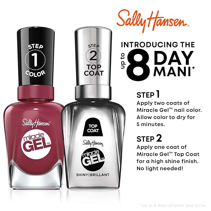 Sally Hansen Miracle Gel Nail Polish, Shade Can't Beet Royalty 474 (Packaging May Vary) (Pack of 2)