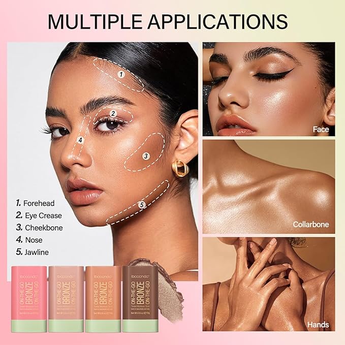 Multi-Use Makeup Blush Stick, Beauty Tinted Solid Blush