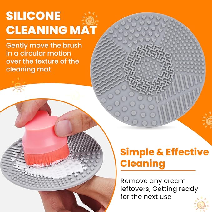 Sunscreen Applicator for Kids, Travel Size and Portable Sunblock Buddy Brush Set, Buddies Sunscreen Applicator with Cleaning Mat, Sun Lotion Applicator Sun Cream Brush Black (2 Pack)