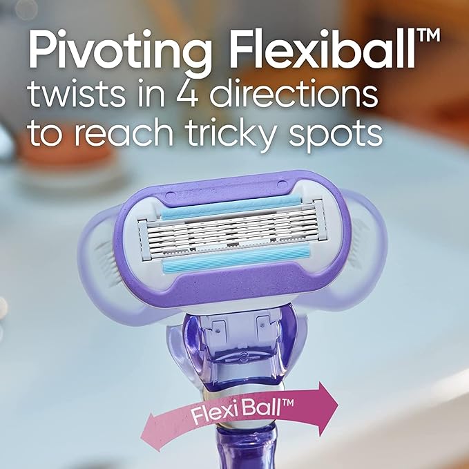 Gillette Venus Deluxe Smooth Swirl Women's Razor Handle + 4 Blade Refills, Flexible Handle and Pivoting Head
