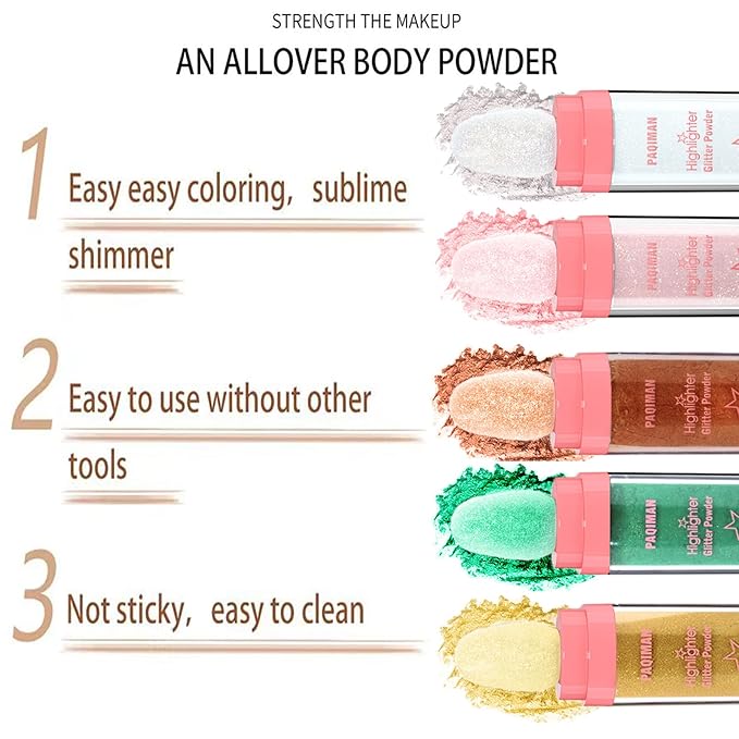 Glitter Powder Highlighter Makeup, Body Brightens the Natural (04# Greens)