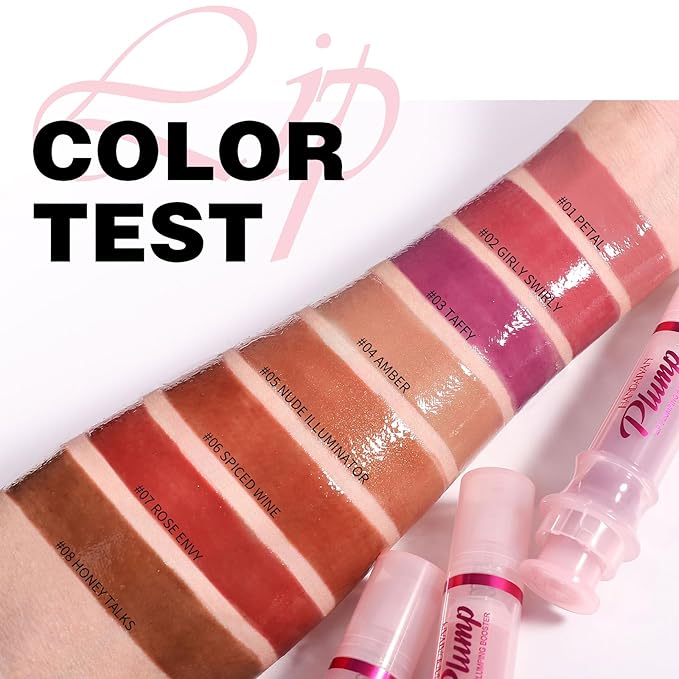 Erinde Lip Plumper Gloss, Natural Ginger Lip Plumping Booster Lip Plumping Oil, Ultra-Hydrating & Nourishing Plump Lip Plumper, Glossy Finish Fuller Lip Plumping Lip Gloss for Women Girls, G02