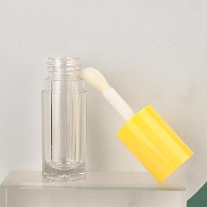 COSIDEA 14pcs Empty 6ml big doe foot wand Chunky lip gloss tubes for DIY lipgloss,Pink round lipgloss containers tubes with thick wand (Yellow)