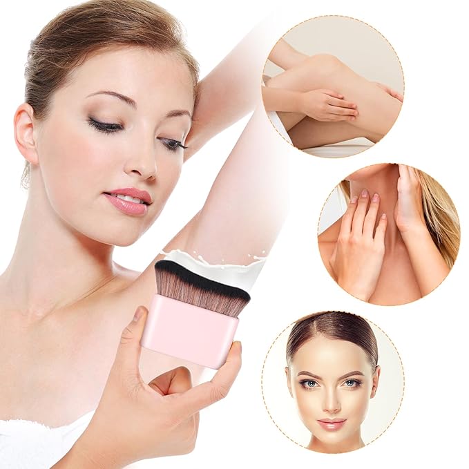 Self Tan Brush Soft Body Makeup Brush Portable Self Tanning Brush Self Tanner Face Brush For Body & Leg Makeup (Pink)