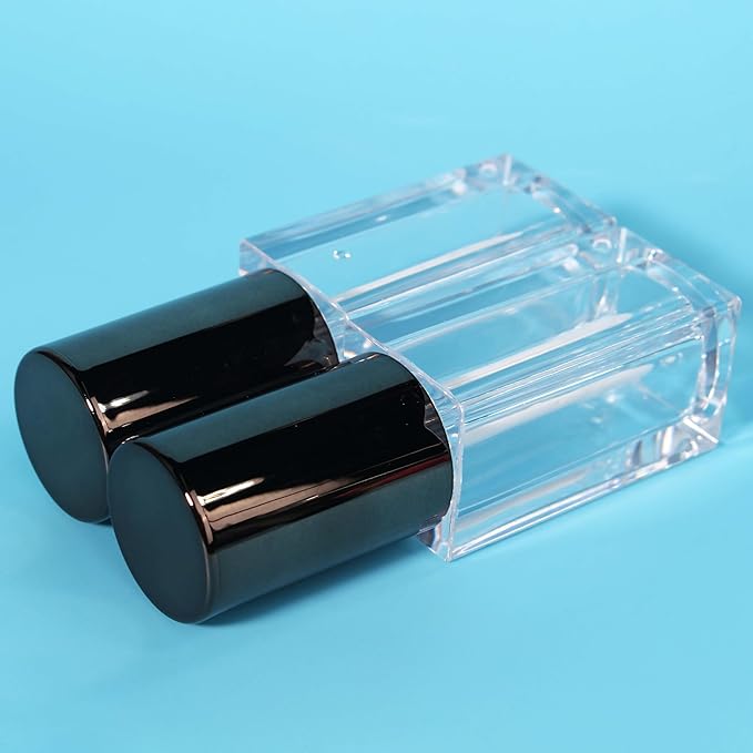 COSIDEA 20pcs 5ml Square empty lip gloss tubes bulk with wand unique rectangular lipgloss tube with round cap