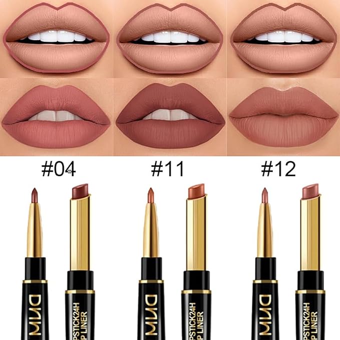 PHOERA Foundation Full Coverage,3Pcs Lip Liner and Lipstick peach+Lip SetA)