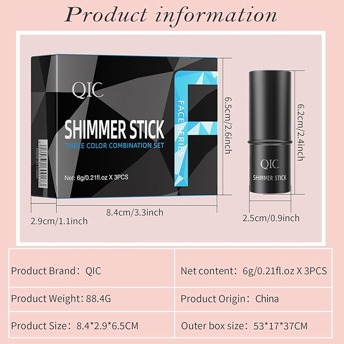 3 Pcs Contour Highlighter Stick Cream Blush for Set（Send brushes）