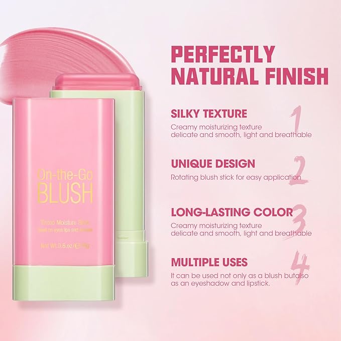 Buqikma Blush Stick Hydrated Solid 2PCS Blush Stick