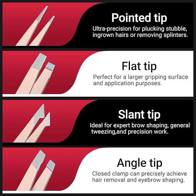 TsMADDTs Tweezers for Women Facial Hair, 8 in 1 Eyebrow Kit with Tweezers, Eyebrow Trimmer Scissors, Razor, Brush with Travel Bag, Hair Plucking Daily Beauty Tools